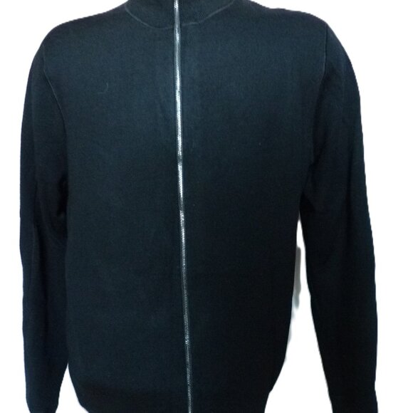 Hugo Boss black virgin wool Mentolo zippered cardigan sweater XXL - Picture 2 of 5